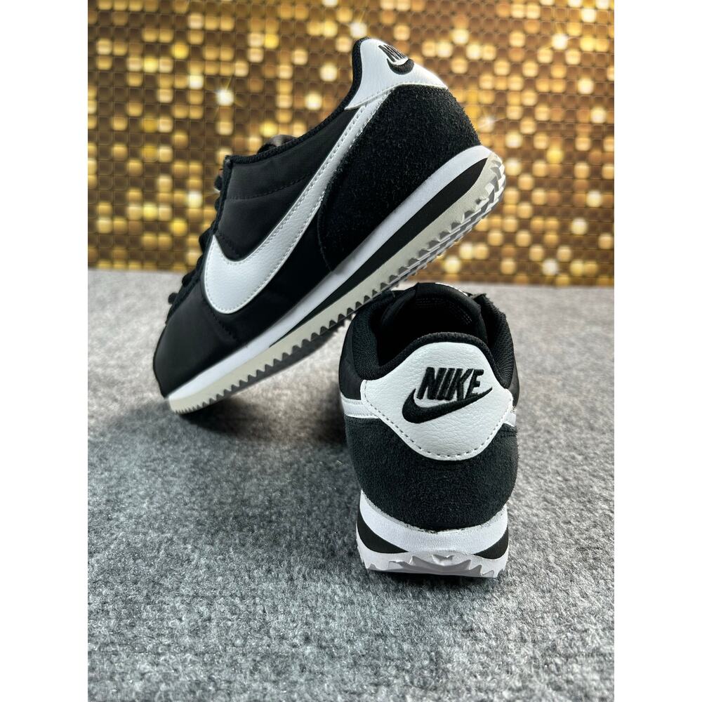 Nike Cortez Black White Women's Sneakers Size 6 Nylon Suede Casual Shoes - Picture 3 of 12